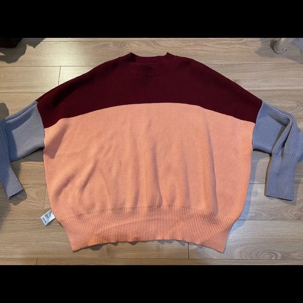 ‎Free People Easy Street Colorblock Sweater XS NWT